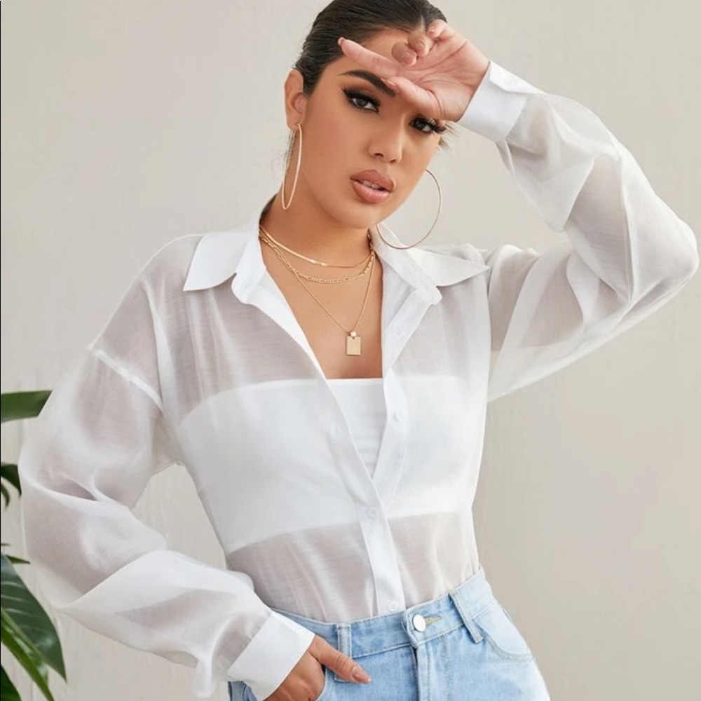 Cute see through white blouse